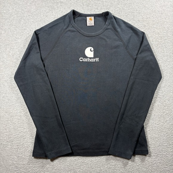 Carhartt Tops - VTG 2007 Carhartt Center Logo Long Sleeve Shirt Womens L Faded Black Y2K Work